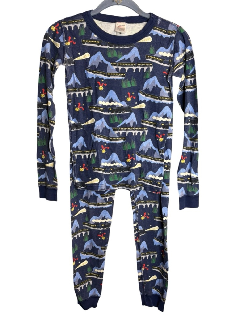 Hanna Andersson polar express pajama set kids size 12 organic cotton